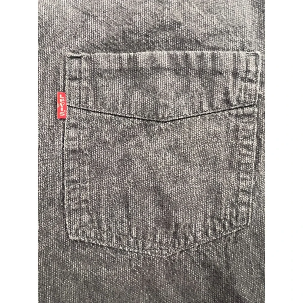 Levis Shirt Mens Extra Large Gray Cotton Logo Back Box Shirttail Hem Button Down